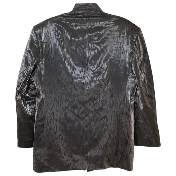 Vintage Y2K Falcone Silver Animal Print Mock Neck Blazer - Men's Size 42 Reg - Picture 9 of 10